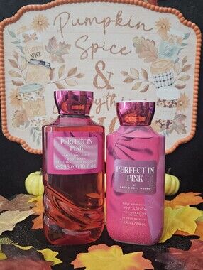 NWT Bath & Body Works Perfect In Pink Body Wash & Lotion Duo - Pink & White